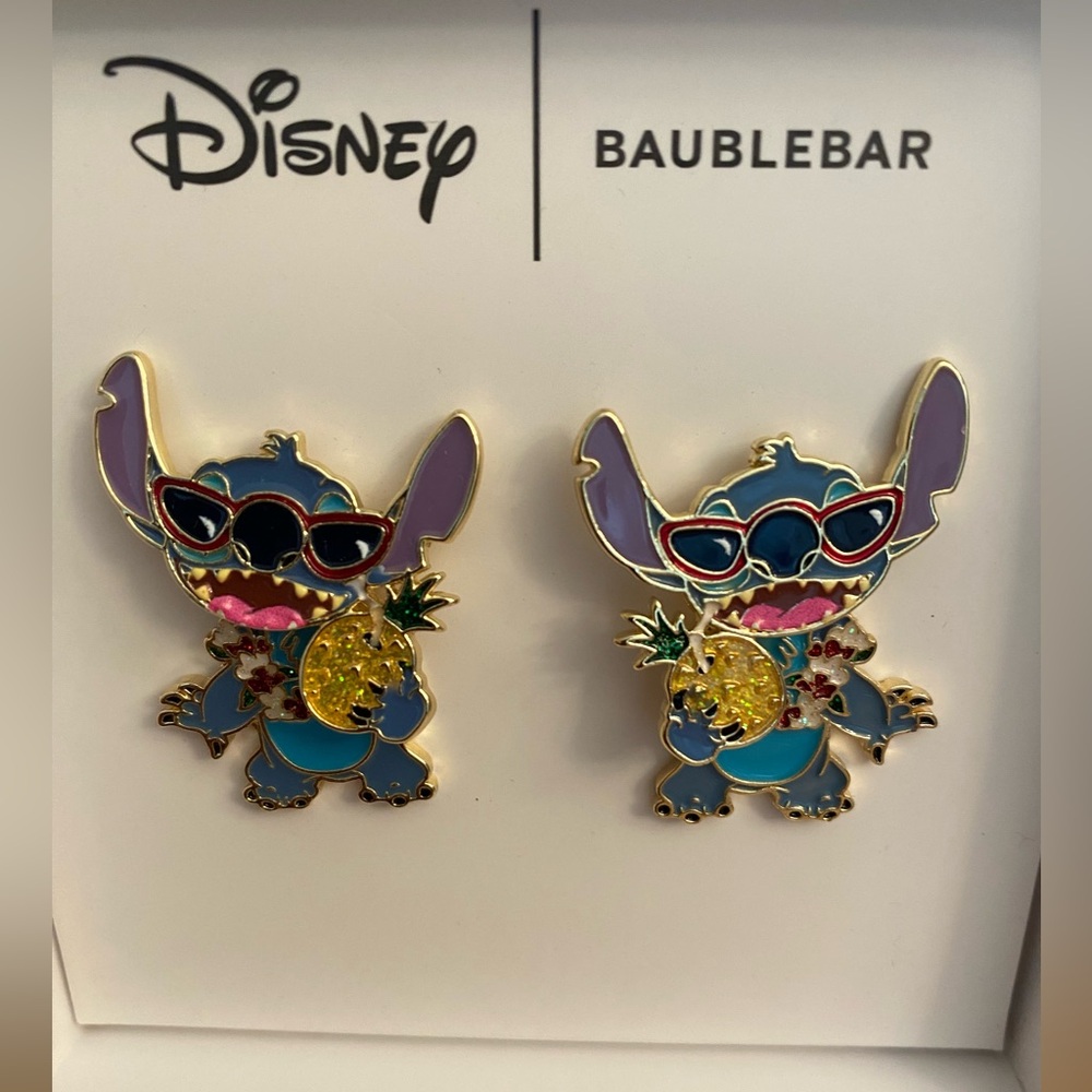 Disney BaubleBar Stitch Earrings - Blue and Gold - Swinging / Moveable